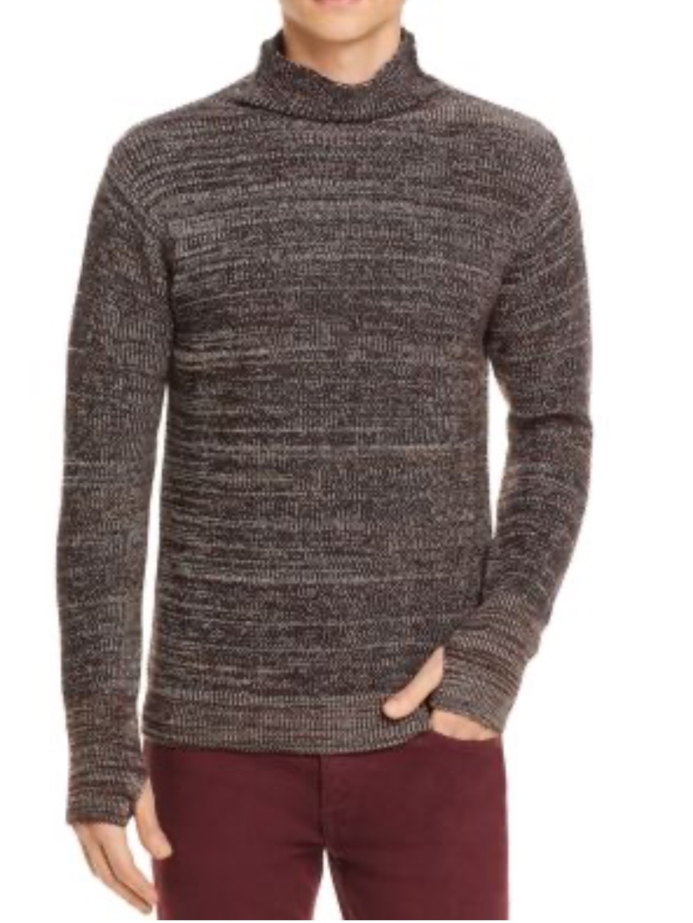 Barena Venezia Wool Cimador Brown Burgundy Marled Mock Neck Sweater XL Italy
